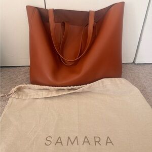 Samara Tan Leather Tote Bag with Dual Shoulder Straps